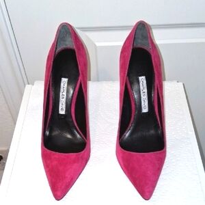 Charles David Women's Leather Pink Suede Heels